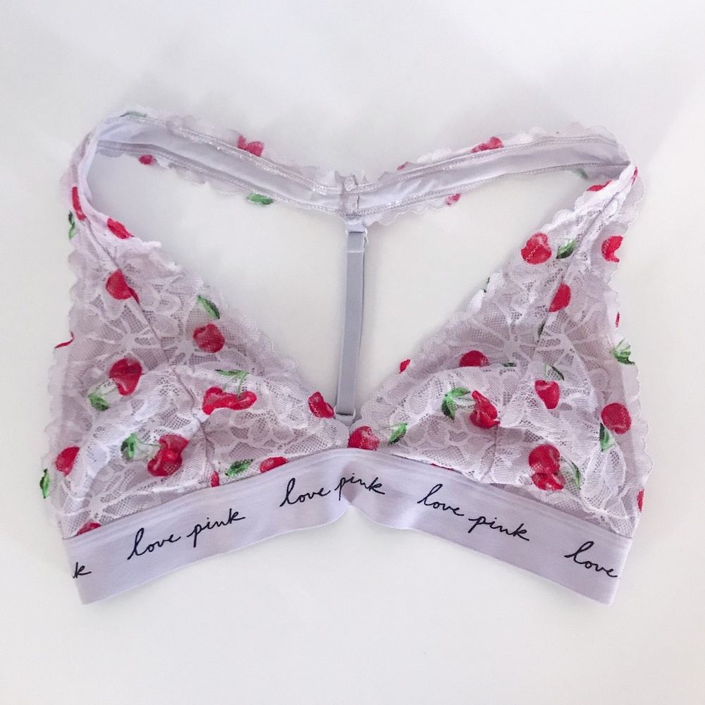 victoria's secret // light pink cherry pattern halter bralette